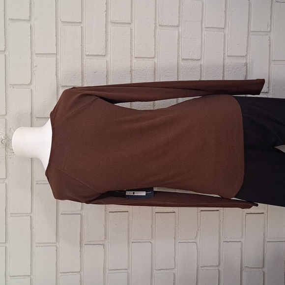 Melrose And Market Brown Tie Front Long Sleeve Top. Size Medium NWT - Picture 5 of 9